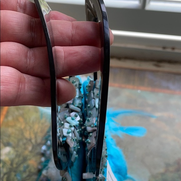 Blue coq feathers Josephine baker purse bag - Picture 16 of 17